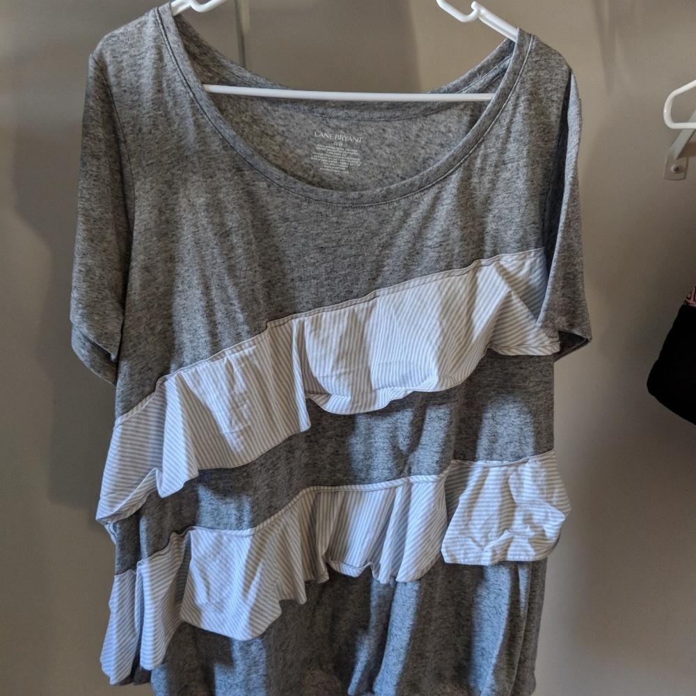 Lane Bryant gray ruffle tee